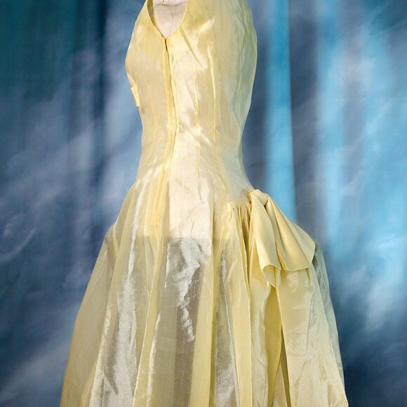 Vintage Pale Yellow 50's Party Dress with Slip - Picture 4 of 14